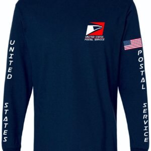 Navy LS Tee Red Square Logo