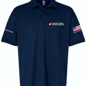 Navy Polo Shirt Red Rectangle Logo