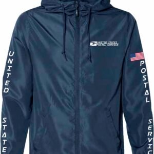 Navy Zip Windbreaker Rectangle Logo