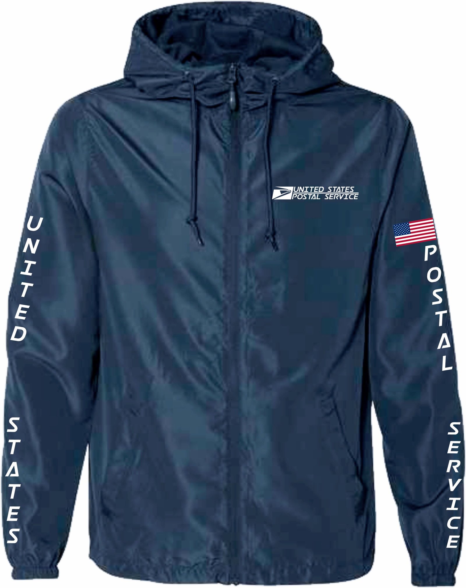 Navy Zip Windbreaker Rectangle Logo