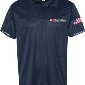 Navy Dry Fit Polo Red Rectangle Logo